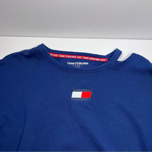 Tommy Hilfiger Sport Crew Neck Sweat Shirt Cropped Sweater with Logo Sleeves - Picture 5 of 11